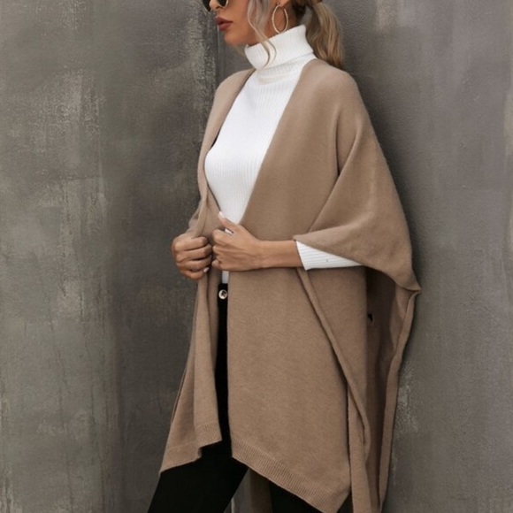 Blush pink kimono cake cardigan poncho - Picture 3 of 8